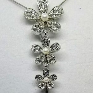 Necklace Long Pearls & Crystals